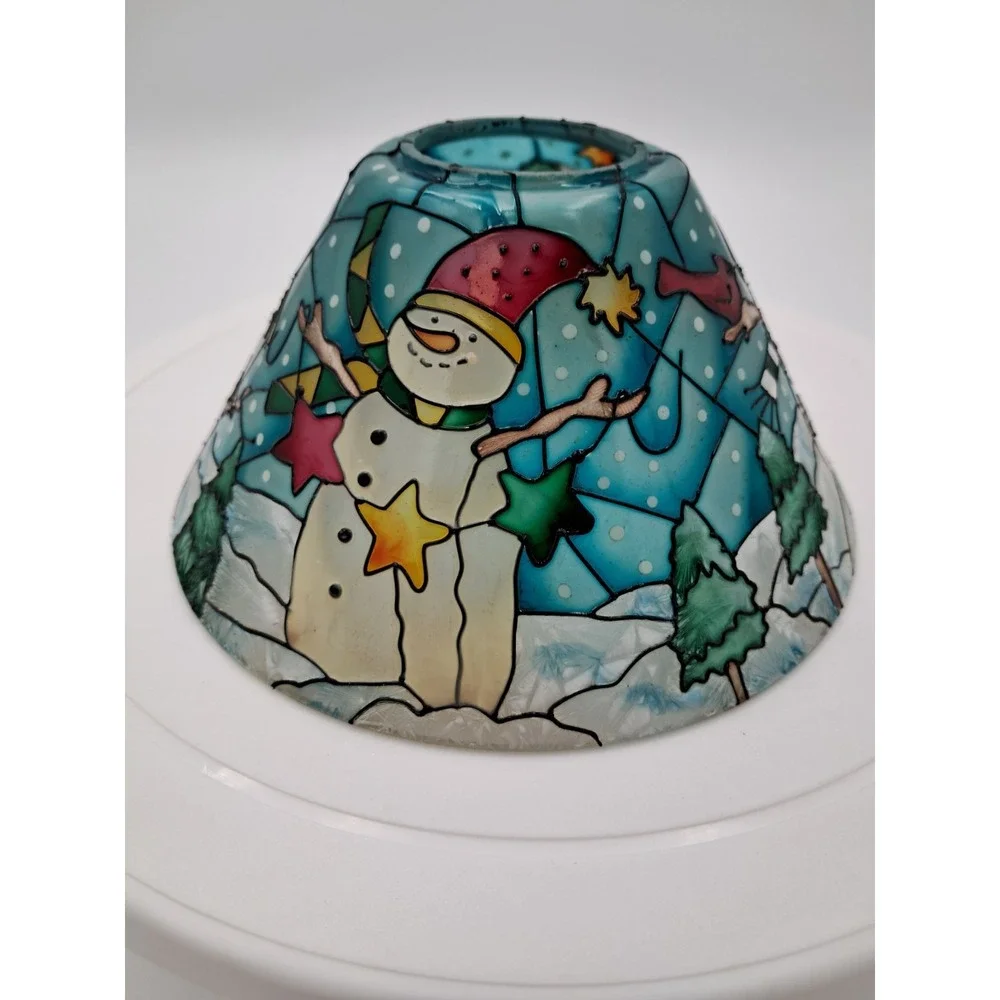 Hand‎ Painted Snowman Theme Joan Baker Designs Tiffany Style Lamp Shade - Picture 3 of 9